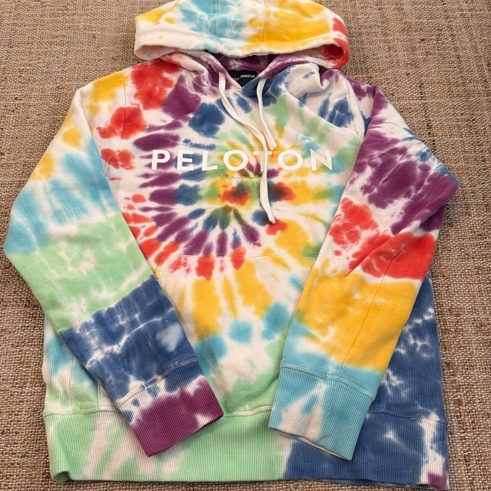 SPIRITUAL GANGSTER x PELOTON Tie Dye Hoodie Sweatshirt Relaxed Fit Pullover XS